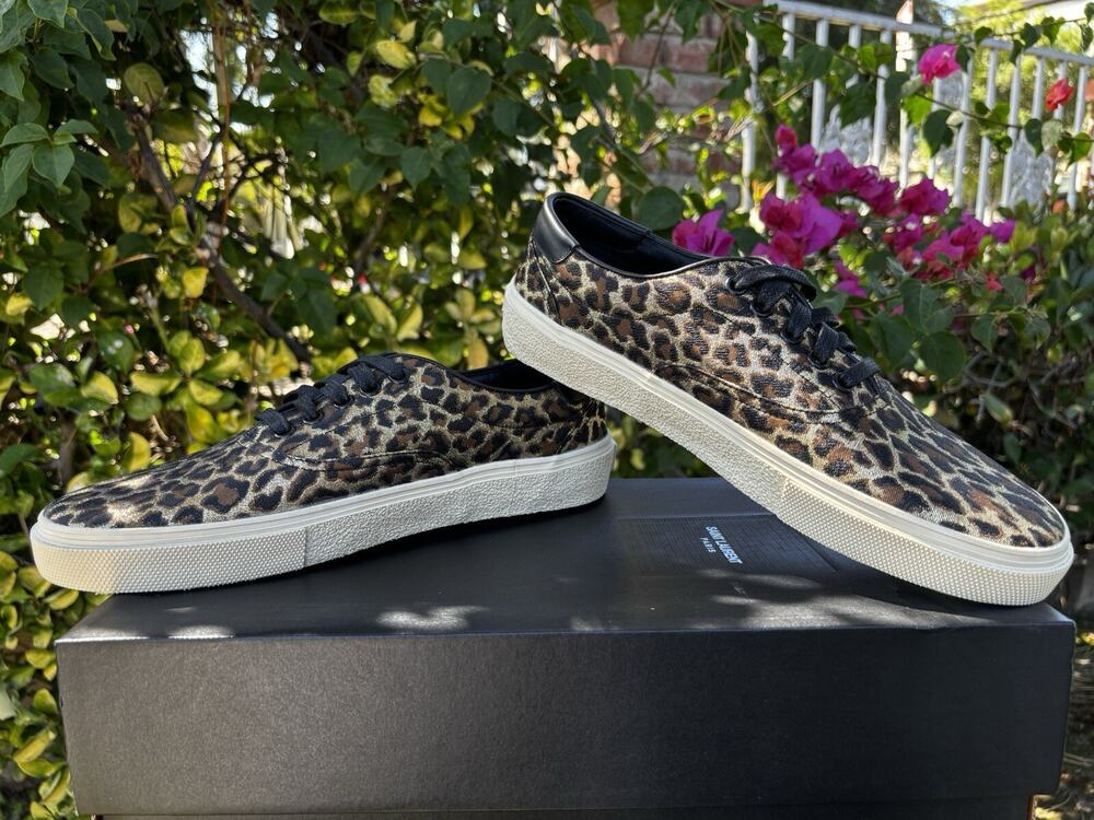 Saint Laurent Women’s Slip-On Sneaker Shoes Leopard Cheetah Sz 42 US 12